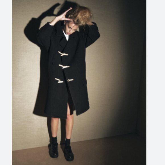 ZARA ZW LIMITED EDITION WOMEN BLACK WOOL TOGGLE COAT SIZE M NWT 349$ - Picture 2 of 12